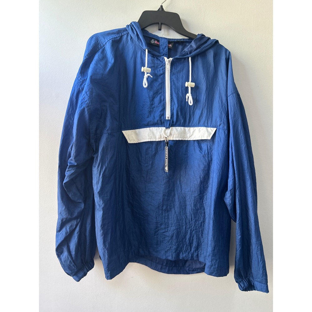 Vintage Foot Locker Windbreaker Anorak Jacket Royal Blue Mens Large Quarter Zip